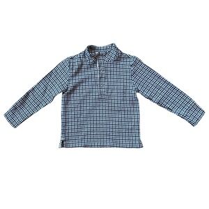 Janie and Jack Boys 2T Navy Blue Houndstooth Long Sleeve Mock Neck Polo Shirt